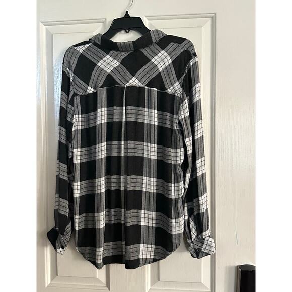 Rails Women's Plaid Print Lightweight Rayon Flannel Button Front Shirt Size L - Picture 6 of 6